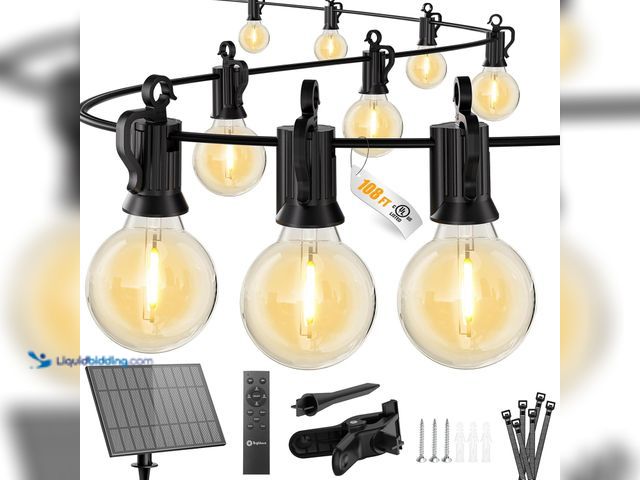 Lot 49-5410756 - Lights Outdoor with Remote and 52 LED Shatterproof Bulbs. Used