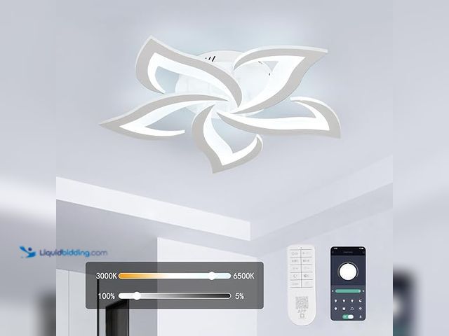 Lot 49-3528924 - Goeco Dimmable Ceiling Light, White 5-Petals Flower Design Flush Mount Ceiling Lights Fixture, 3000K...