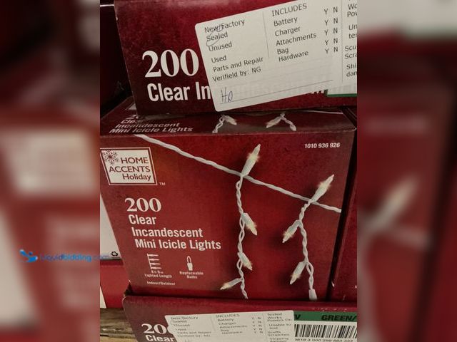 Lot 49-5463818 - Home Accents Holiday
200 Clear Incandescent Mini Icicle Lights (12packs) New