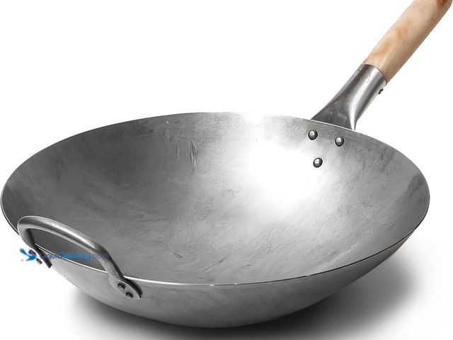 Lot 49-5545281 - Craft Wok Traditional Hand Hammered Chinese Carbon Steel Wok with Wooden and Steel Helper Handle (14...