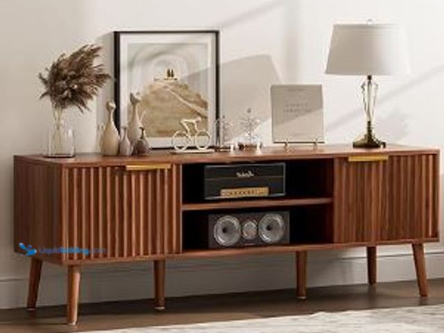 Lot 49-3464372 - TV Stand for Living Room, Mid Century Modern Entertainment Center for 55/60/65 inch TVs, TV Console ...