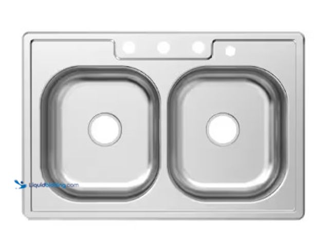 Lot 49-2025510 - Glacier Bay 33 in. Drop-In 50/50 Double Bowl 20 Gauge Stainless Steel Kitchen Sink, Model # HDDB3322...