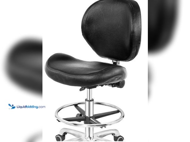Lot 49-1517466 - Drafting Chair Adjustable Tall Shop Stool, Rolling Chair with Backrest and Footrest for Computer, St...