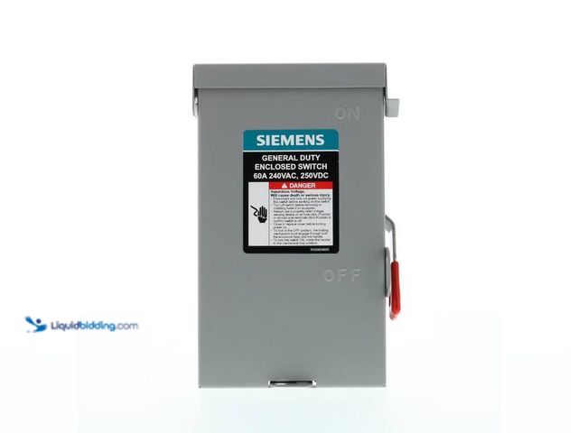 Lot 49-2024220 - Siemens General Duty 60 Amp 2-Pole 2-Wire 240-Volt Non-Fusible Outdoor Safety Switch RBPU. Model # L...