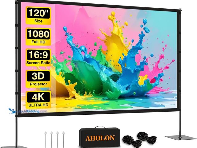 Lot 49-3528944 - Outdoor Projector Screen with Stand - 120 inch Portable Projector Screens Indoor Outdoor Projector S...