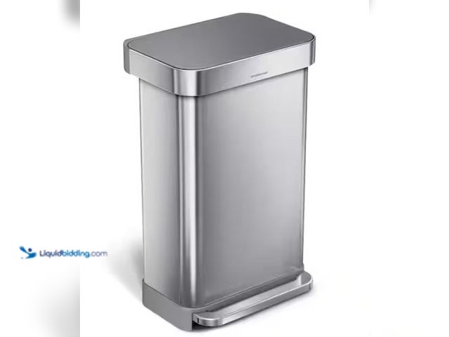 Lot 49-1546826 - simplehuman 45L Rectangular Step Kitchen Trash Can with Liner Pocket, Brushed Stainless Steel with G...