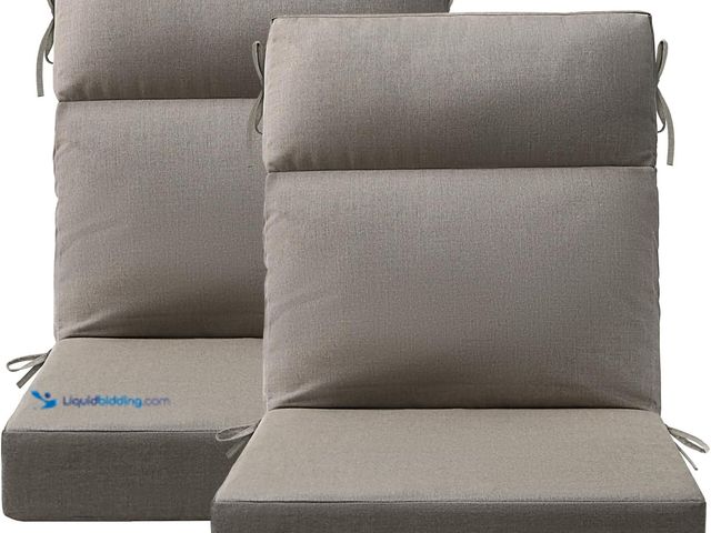 Lot 49-3511860 - Sunbrella Outdoor High Back Chair Cushion Seat Pads, 2-Pack 44 x 21 Inch Water-Repellent & Fade-Resi...