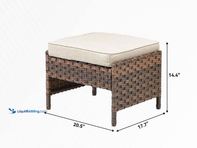 Lot 49-5547953 - moosprr
RoundEase Brown Wicker Outdoor Ottoman with Beige Cushions and Edge Support Design. Model #...