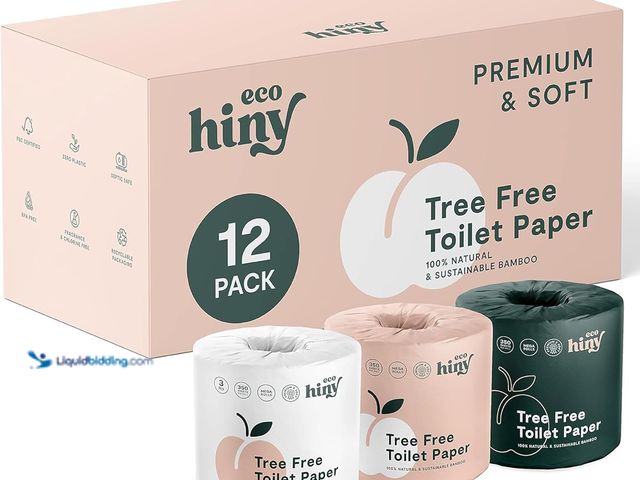 Lot 49-5409791 - ecoHiny Premium & Soft Bamboo Toilet Paper | 12 Mega Rolls, 3 ply & 350 Sheets | FSC Certified, PFAS...