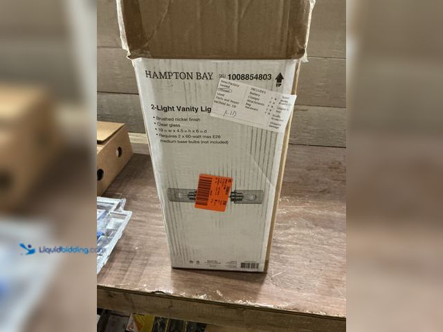 Lot 49-5449480 - Hampton Bay Westerling 19 in. 2-Light Brushed Nickel Linear Bathroom Vanity Light Fixture with Clear...