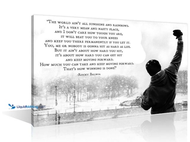 Lot 49-5543318 - Motivational Quotes Wall Decor, Canvas Wall Art, Inspirational Rocky Balboa Saying Words Posters, Ar...