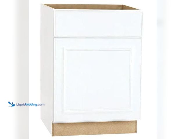 Lot 49-1568403 - Hampton Bay Hampton 24 in. W x 24 in. D x 34.5 in. H Assembled Base Cabinet in Satin White Model # K...