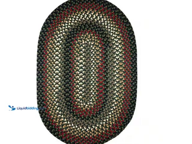 Lot 49-1628059 - Rhody Rug Country Medley Spruce Green Multi 5 ft. x 8 ft. Oval Indoor/Outdoor Braided Area Rug, Mode...