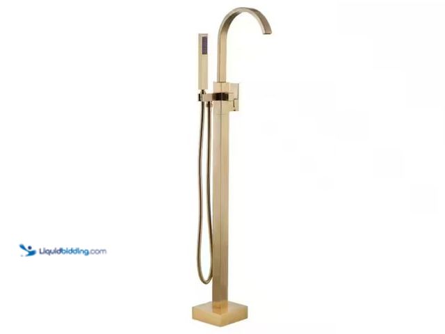Lot 49-1515898 - Waterfall Single-Handle Freestanding Tub Faucet with Handshower, Floor Mounted Tub Filler Faucet in....
