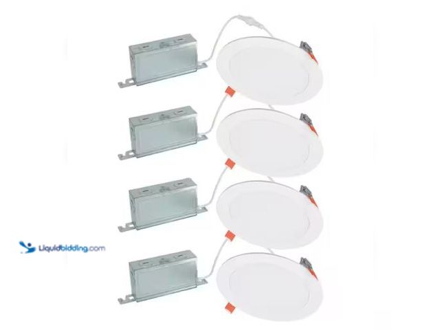 Lot 49-2000872 - (4-Pack) HALO HLBSL 6 in. Adjustable Canless Integrated LED Recessed Light, 900 Lumens, 5CCT, White,...