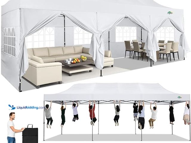 Lot 49-5446922 - COBIZI 10x30 Pop up Canopy Heavy Duty with 8 Sidewalls, Easy Set-up Commercial Outdoor Party, 100% W...