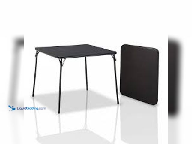 Lot 49-5483699 - Homy Casa Feady 34.6 in. Black Foldable Plastic Top Card Table, Collapsible Portable Design for Home...