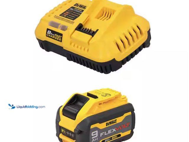 Lot 49-3433352 - DEWALT 20V/60V MAX FLEXVOLT Lithium-Ion 9.0Ah Battery and Charger Starter Kit, Model # DCB609C, Slig...