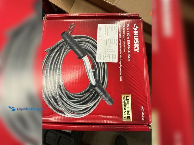 Lot 49-5449499 - Husky
1/2 in. x 50 ft. Heavy‑Duty Manual Drain Auger for Clogged Sink, Shower and Floor Drains (dus...