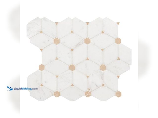 Lot 49-2024983 - Approx- (95 sq. ft) of- MSI Cecily Creme Cream and White Pattern 11 in. x 12 in. Polished Marble Mos...