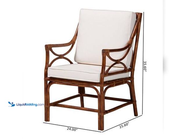 Lot 49-5554061 - bali & pari Cleantha Marbled Tortoise Brown Rattan Armchair Model # 274-14941-HD Unused Cushions Inl...