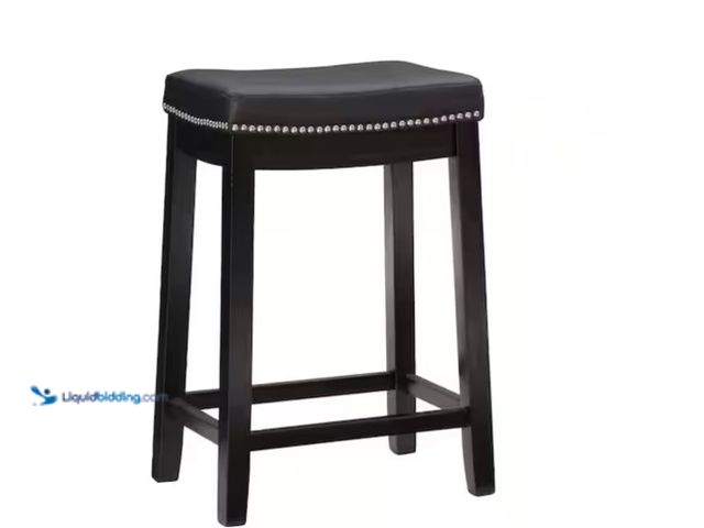 Lot 49-1566865 - Linon Home Décor Concord 26.5 in. Black Backless Wood Counter Stool with Faux Leather Seat, Model # ...