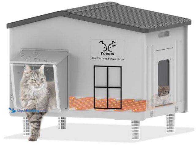 Lot 49-5436670 - Large Indestructible Heated Cat House for Outside, Extrmely Waterproof & Weatherproof Heated Outdoor...
