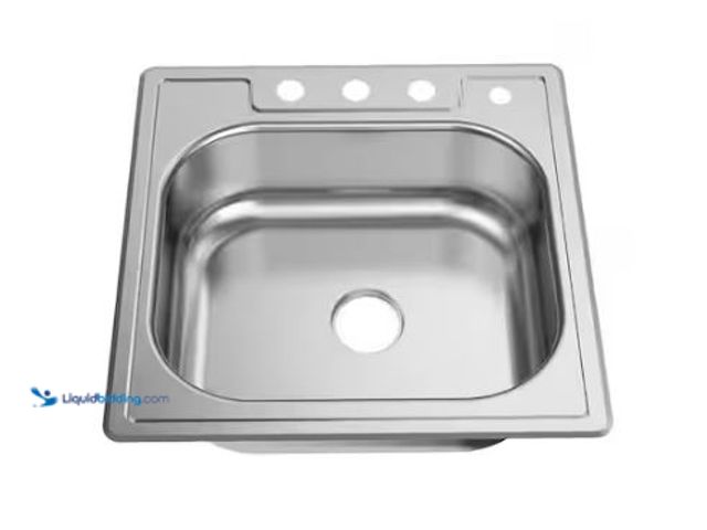Lot 49-1565923 - Glacier Bay 25 in. Drop-in Single Bowl 22 Gauge Stainless Steel Kitchen Sink, Model # VT2522A16, Unu...