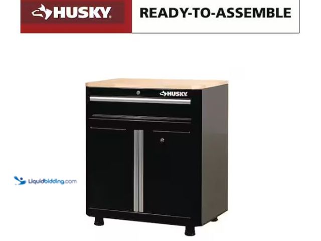 Lot 49-1624726 - Husky Ready-to-Assemble 24-Gauge Steel 1-Drawer 2-Door Garage Base Cabinet in Black (28 in. W x 32.8...