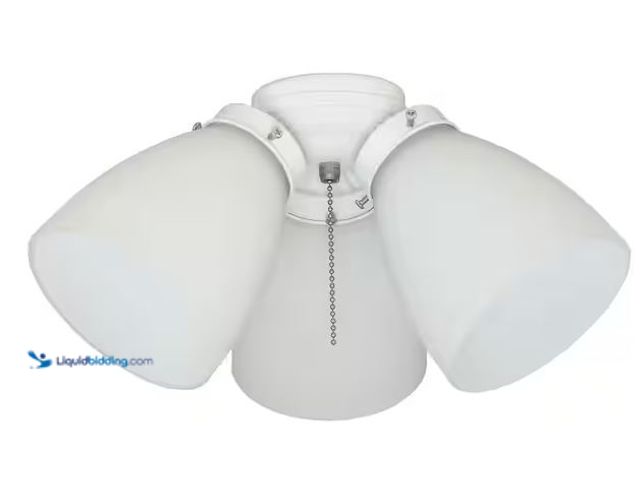 Lot 49-1548668 - Hampton Bay 3-Light White Ceiling Fan Shades LED Light Kit Model # 91383, Unused  Ref#AHDPA1023