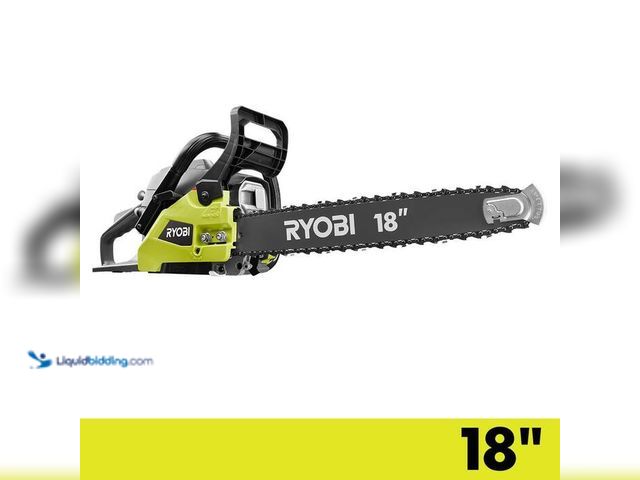 Lot 49-2004244 - RYOBI 18 in. 38cc 2-Cycle Gas Chainsaw with Heavy-Duty Case, Model # RY3818, slightly used, has comp...