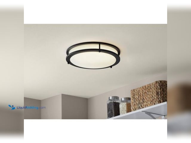 Lot 49-3564264 - Hampton Bay
Flaxmere 14 in. Modern Matte Black Selectable 3 CCT Integrated LED Flush Mount for Kitc...