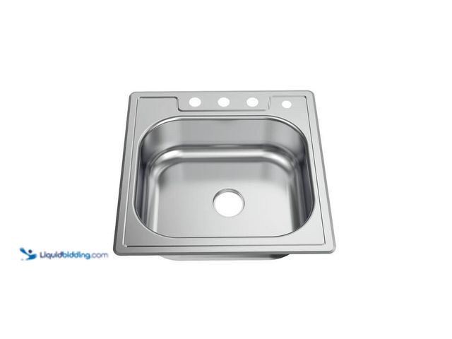 Lot 49-1548606 - Glacier Bay 25 in. Drop-in Single Bowl 22 Gauge Stainless Steel Kitchen Sink. Model # VT2522A16.  Un...