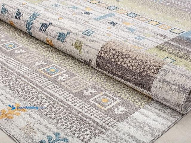Lot 49-5408257 - Rugs America Jaelyn JD55A Pine Bayou Tribal Bohemian Gray Area Rug, 2'6" x 4'. Used