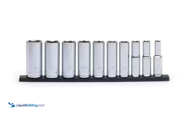 Lot 49-3471644 - Husky 3/8 in. Drive Deep SAE Socket Set (10-Piece) Model # H3DDPSAE10PCSR, Slightly used.  Ref#SB102...