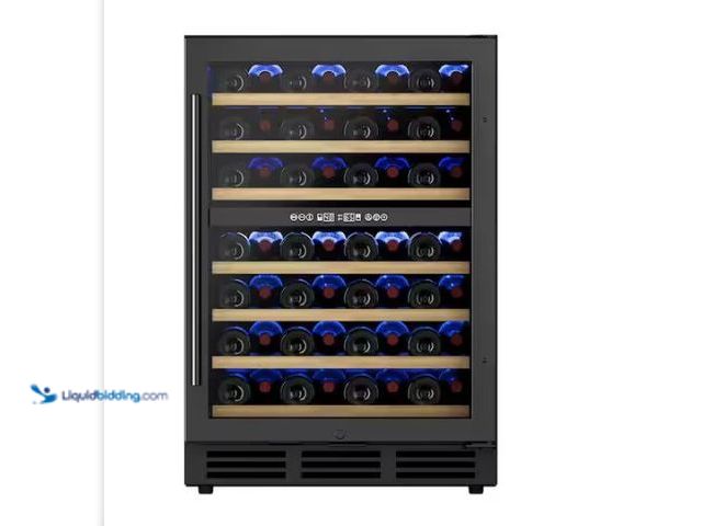 Lot 49-1569539 - EUHOMY 23.5 in. Dual Zone 54-Bottle Undercounter/ Freestanding Wine Cooler in Black with Reversible ...