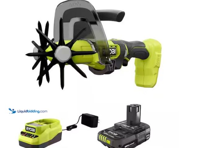 Lot 49-1627558 - RYOBI ONE+ 18V Cordless Compact Battery Cultivator with 2.0 Ah Battery and Charger Model # P2990, Ne...