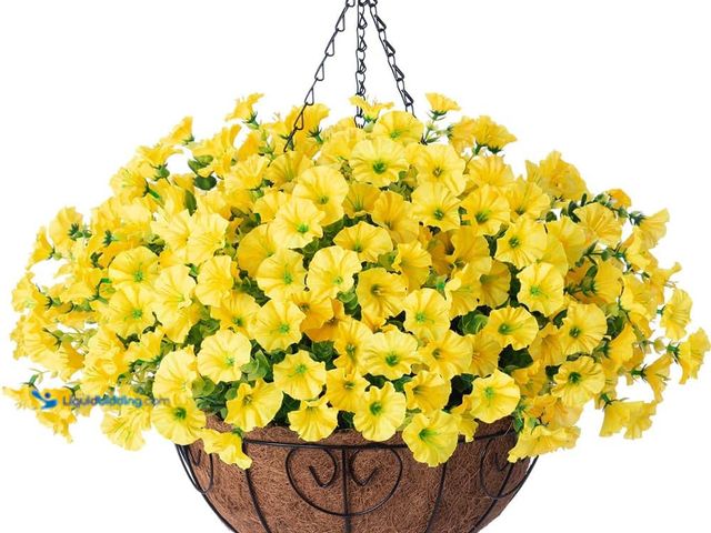 Lot 49-5413744 - Artificial Fake Hanging Flowers Plants Baskets for Outdoor Spring Summer Decoration, Faux Silk Morni...