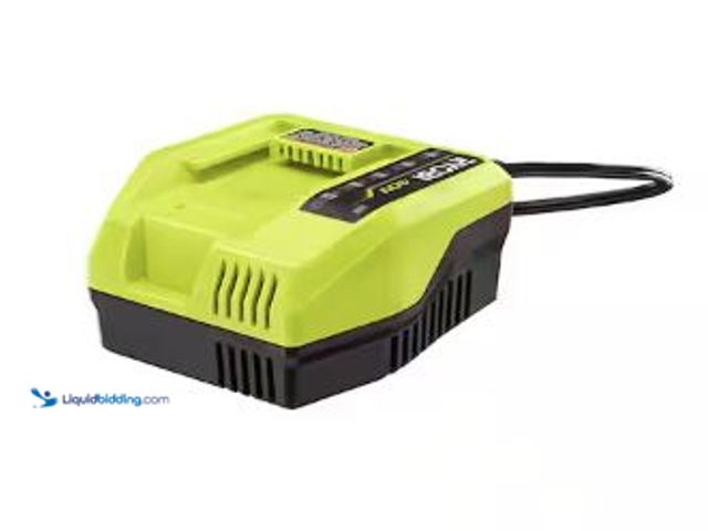 Lot 49-5436333 - RYOBI 40V Lithium-Ion Fast Charger. Model # OP408A. Used. Powers on.