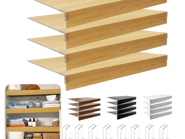 Lot 49-2024626 - Wire Shelf Cover, Wire Rack Covers for Pantry, 4 Pcs PVC Wood-Look Faux Wood Shelf Liners,35x16 Inch...