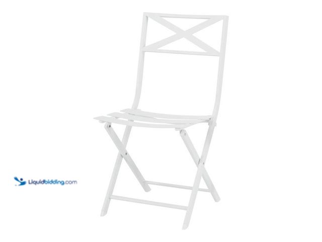 Lot 49-2023183 - StyleWell Metal Slat Folding Outdoor Dining Chair in White. Model # FDS40069A-W. MSRP $50. Slightly ...
