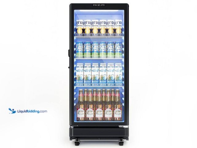 Lot 49-5512467 - EUHOMY 21.3 in. Single Zone 220-Cans Freestanding/Built-in Beverage Refrigerator Cooler in Black wit...