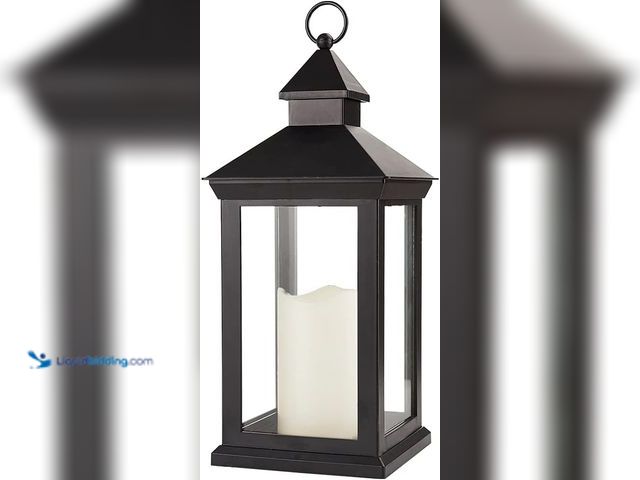 Lot 49-5413668 - Bright Zeal 14" Tall Vintage Decorative Lantern with LED Pillar Candle - Outdoor Lantern Waterproof ...