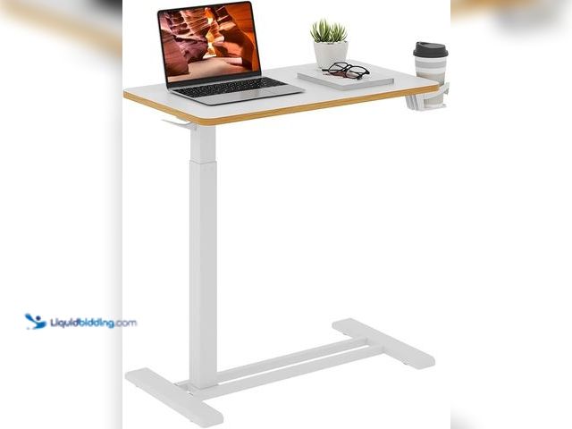 Lot 49-3480415 - FitStand Medical Overbed Adjustable Bedside Table with Hidden Casters, Pneumatic Mobile Rolling Lapt...