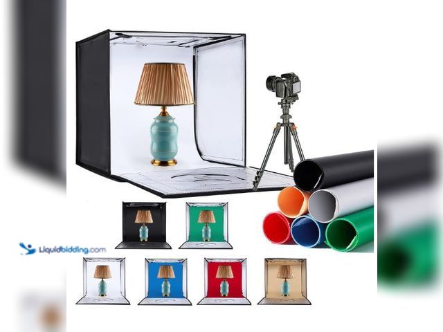 Lot 49-3432122 - Light Box Photography 24"x24" with 240LED Lights and 6 Color Backdrops Photo Box with Lights, Foldab...