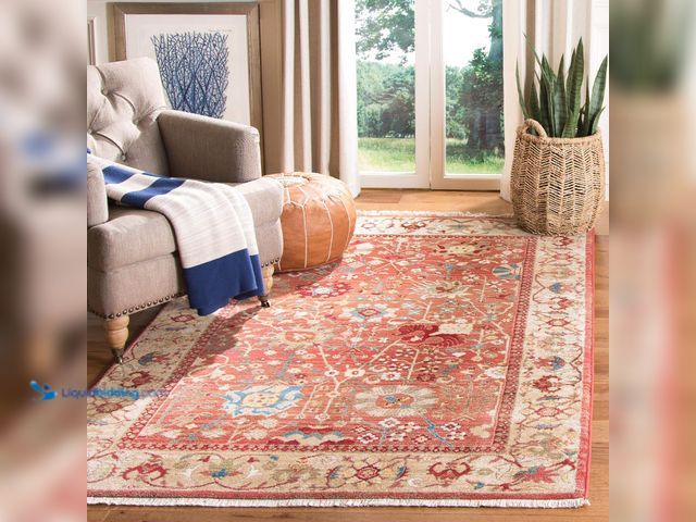 Lot 49-5553535 - SAFAVIEH Kashan Collection 3'3" x 4'10" Red/Beige KSN303L Traditional Oriental Non-Shedding Living R...