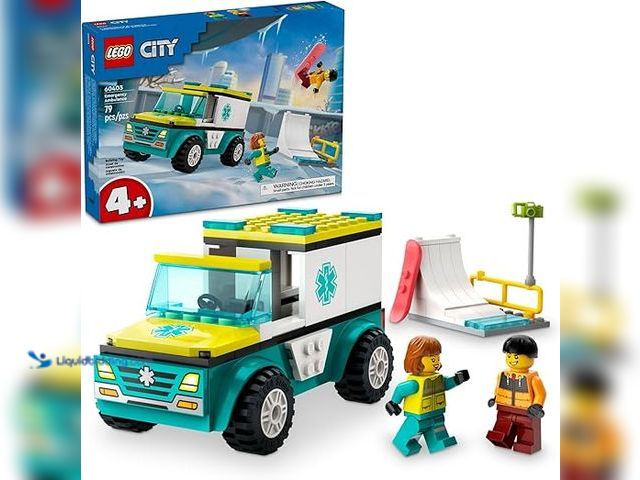 Lot 49-5443991 - LEGO City Emergency Ambulance and Snowboarder Toy Vehicle Playset for Kids, Boarder and Paramedic Mi...
