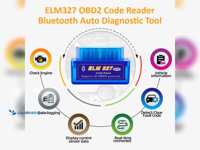 Lot 49-5434332 - ELM327 OBD2 Code Reader Bluetooth Auto Diagnostic Tool - NEW - A great diagnostic tool for your vehi...