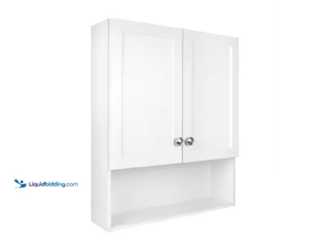 Lot 49-2025082 - Glacier Bay 22-7/8 in. W. x 27-7/8 in. H Framed Surface-Mount Rectangular Bathroom Medicine Cabinet ...