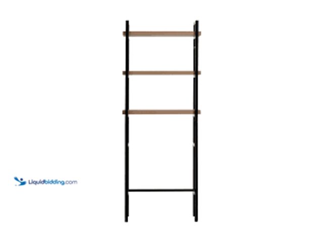 Lot 49-2024896 - Better Homes & Gardens Jace 3-Shelf Over-the-Toilet Storage Shelf, Black Frame with Oak Shelves. Mod...